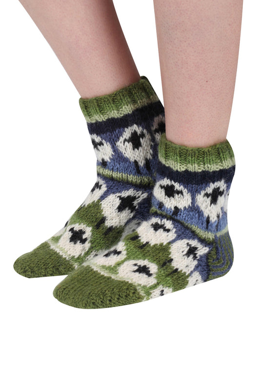 Pachamama Flock of Sheep Sofa Socks Green