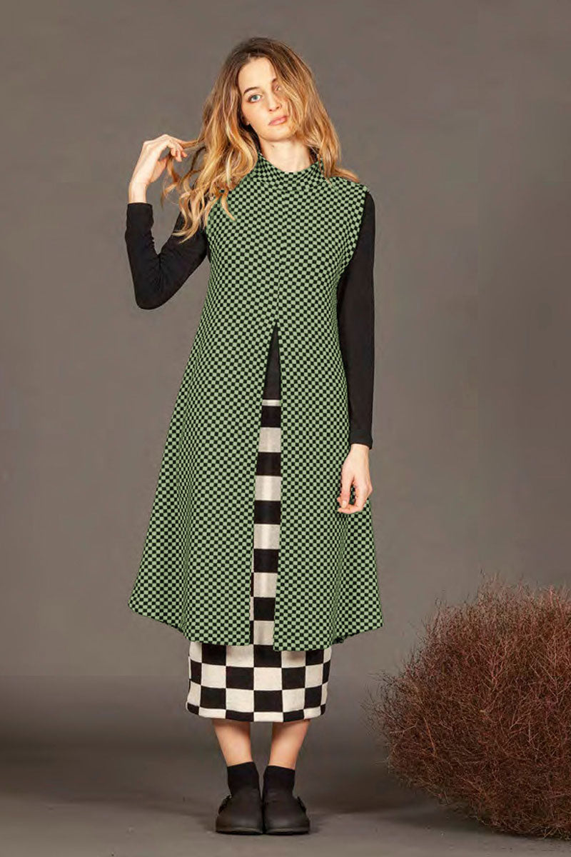 Mama B Annie Jacquard Gilet Linfa Green