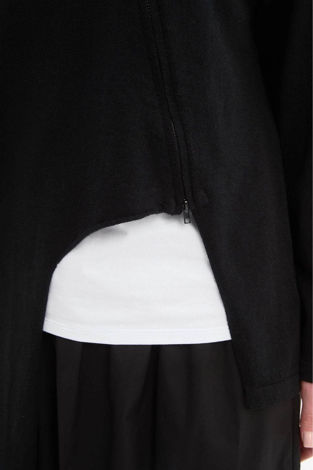 Asymmetric Zip Detail Knit