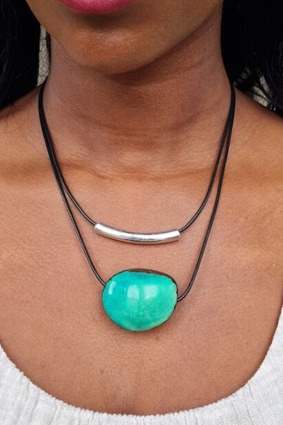 Pretty Pink Jewellery Barra Seed Necklace Aqua