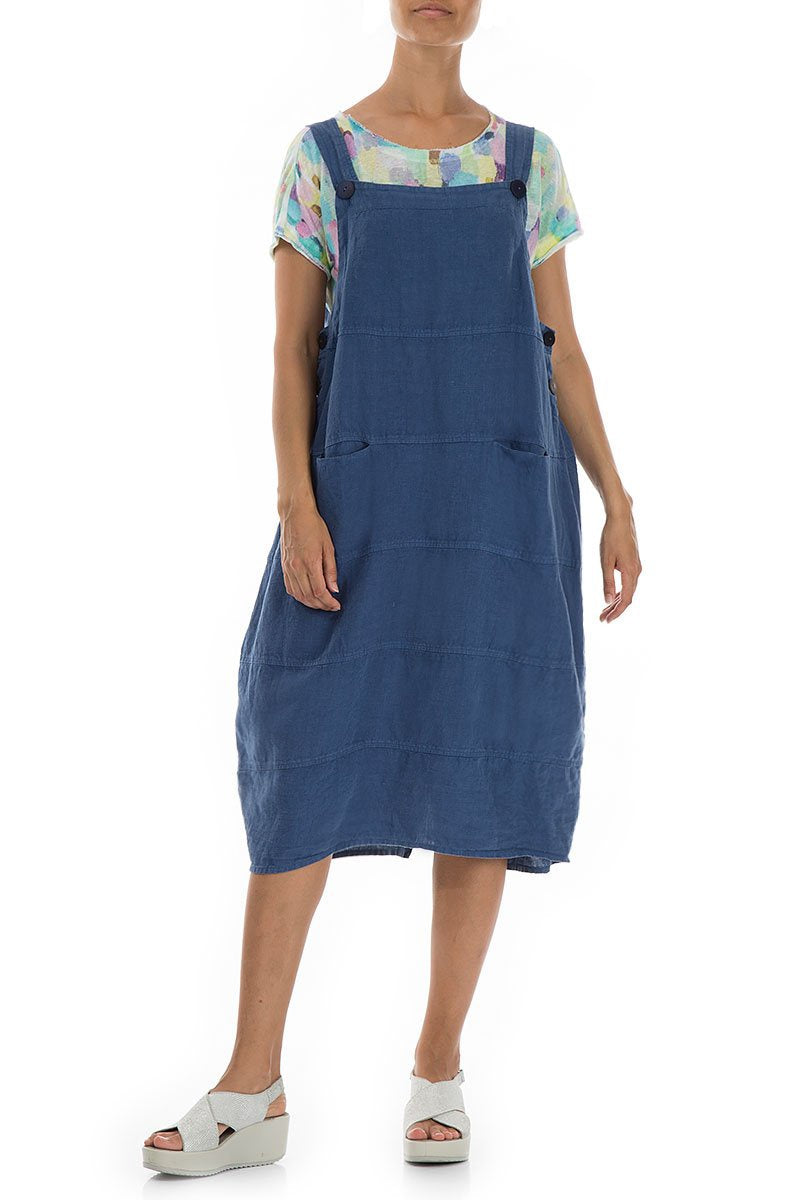 Grizas Blue Linen 91274 Overall Dress