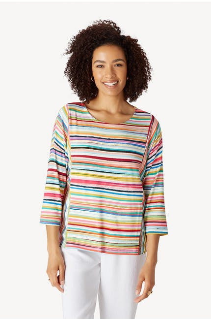 Sahara Multi Colour Stripe Jersey Top