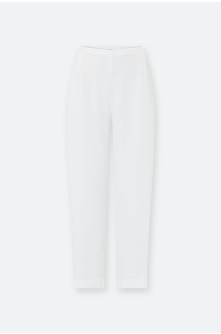 Sahara Textured Linen Slim Trouser White