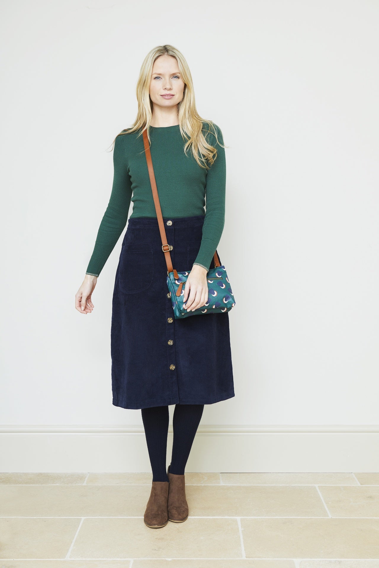 Lily and Me Button Through Skirt Plain Navy