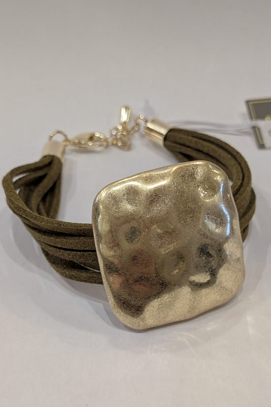 Suede Strand Beaten Square Bracelet