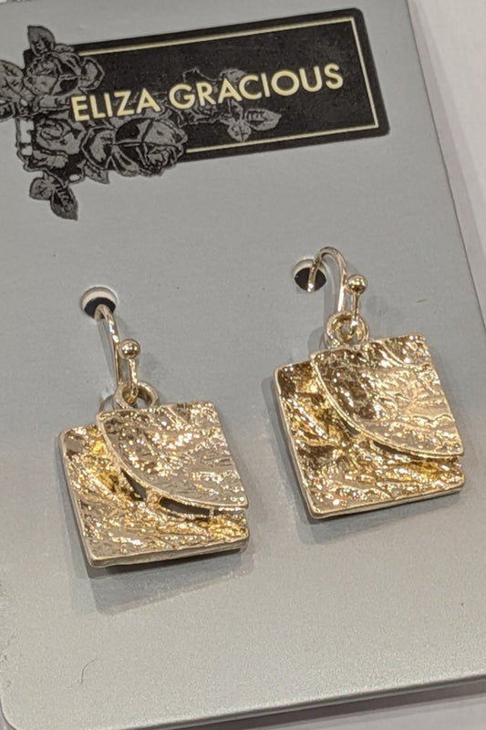 Beaten Square Earrings