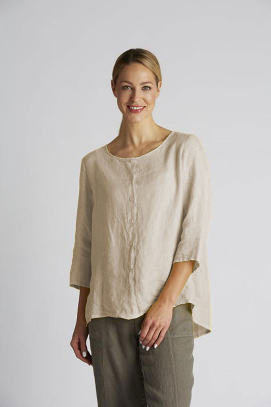 Yellow Label Linen Boxy Jacket Stone Grey