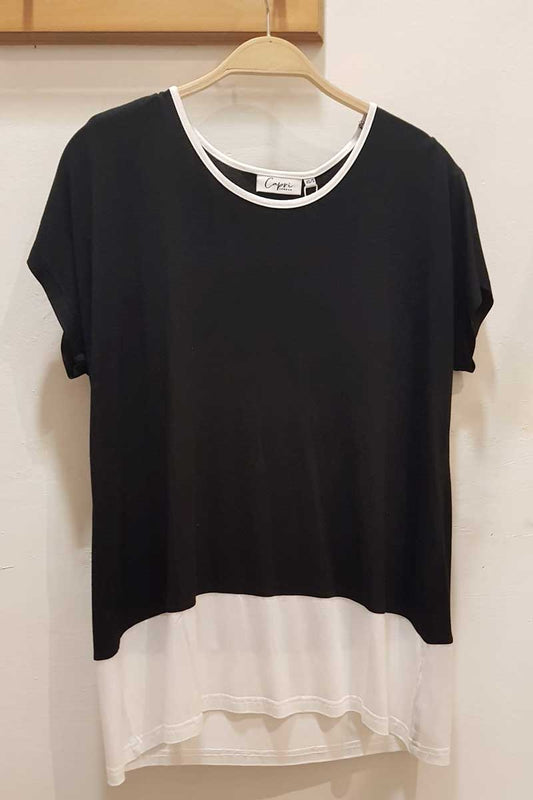 Capri Clothing Black and White Contrast Top
