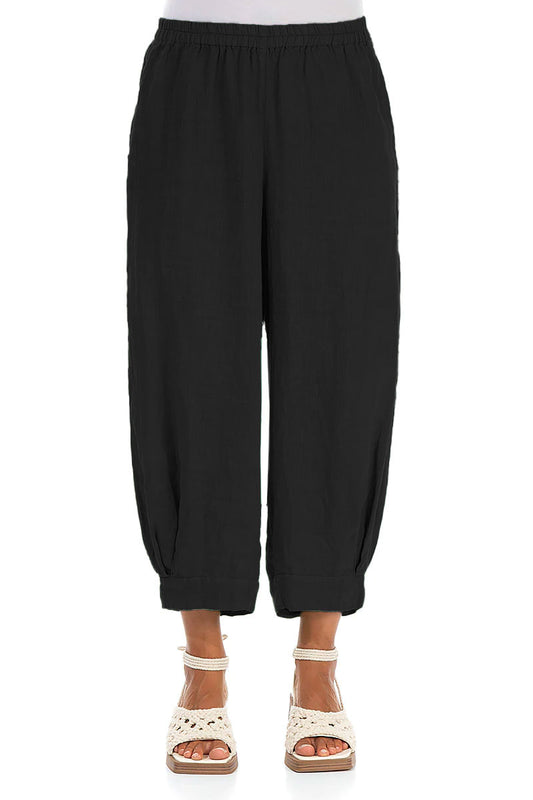 Grizas Linen Cropped 3766 Bubble Trousers Black Black