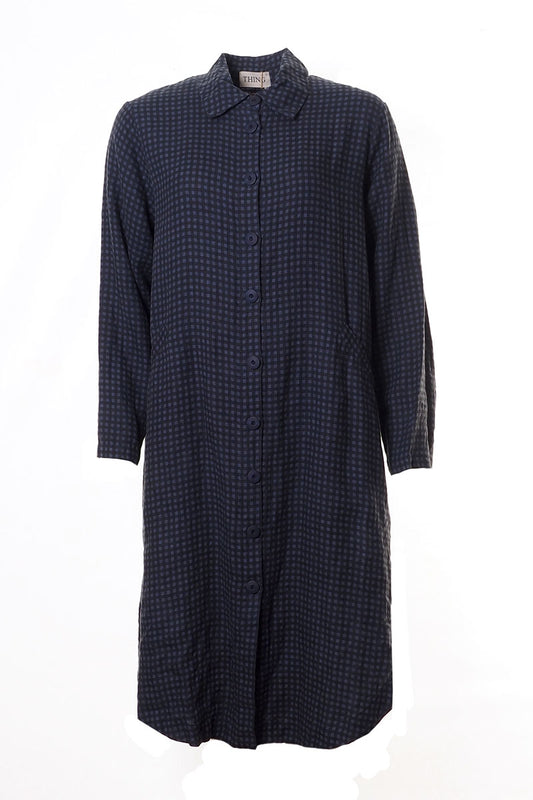 Thing Clothing Linen Check 6547 Jacket Indigo Blue