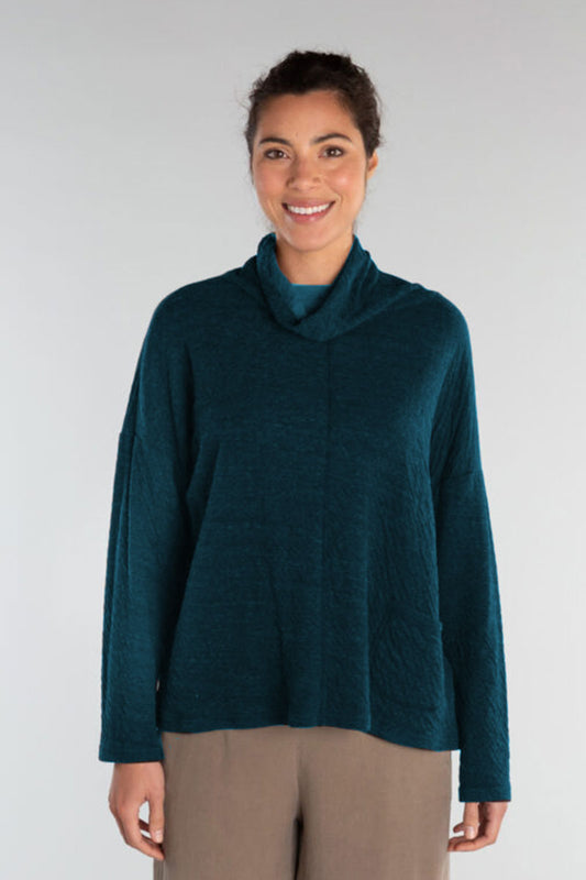 Cut Loose Contrast Funnel Pullover Deep Sea
