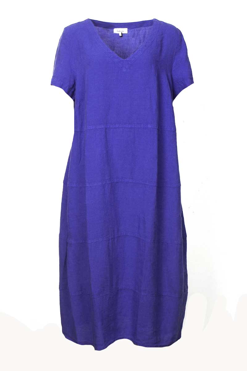 Sahara Linen Panelled Bubble Dress Periwinkle