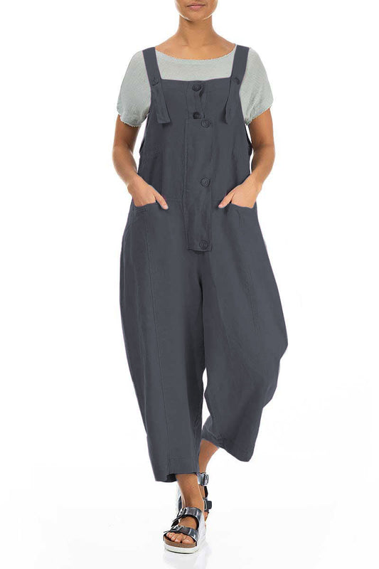 Grizas Linen Button 3714 Dungarees Blue Blue