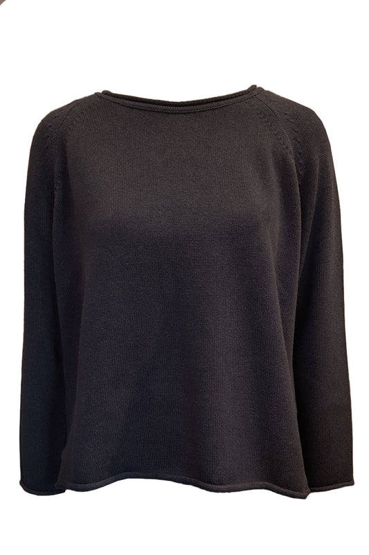 Ochre Reese Cotton Jumper Navy Marl Blue