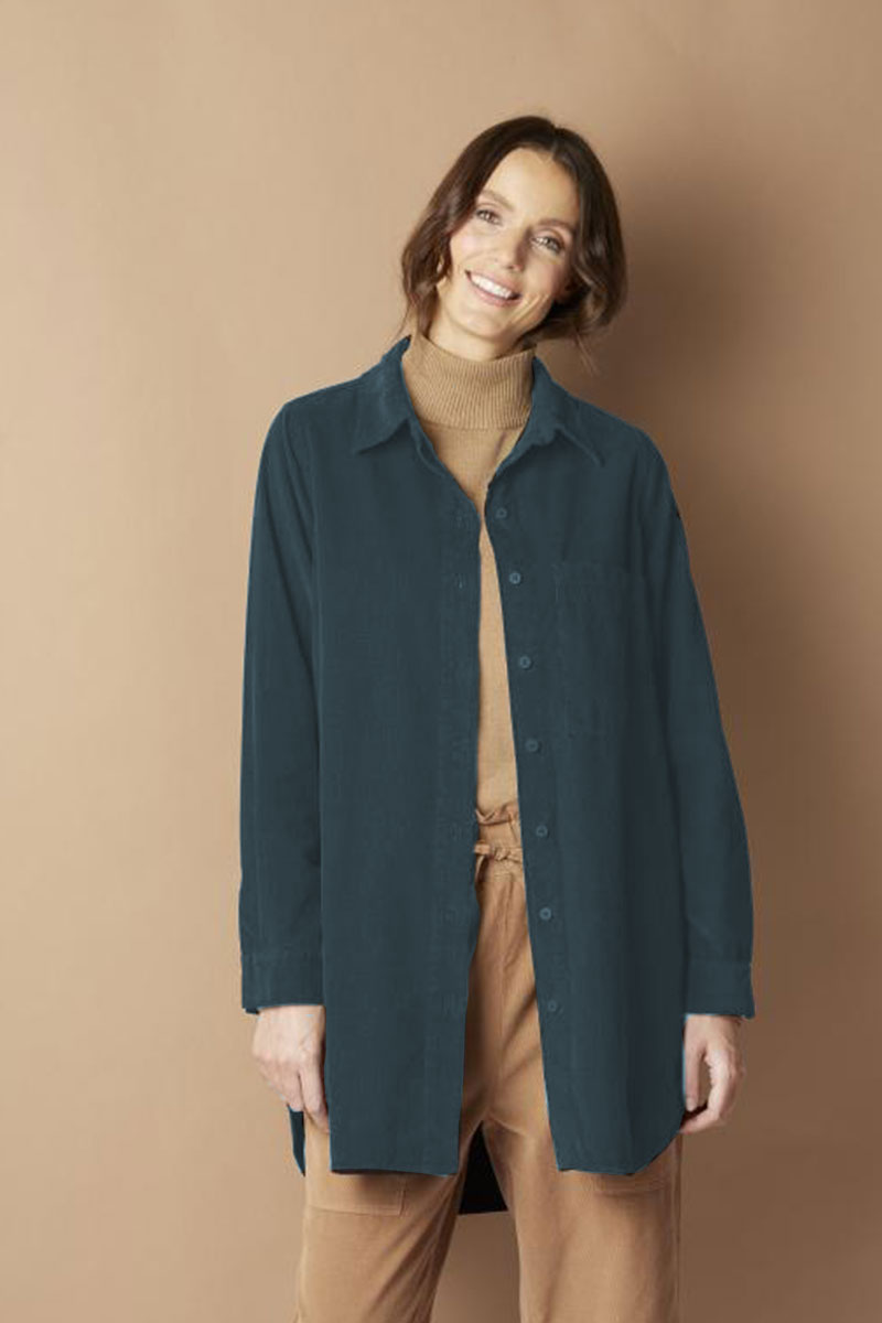 Yellow Label Long Corduroy Pocket Shirt Denim Blue