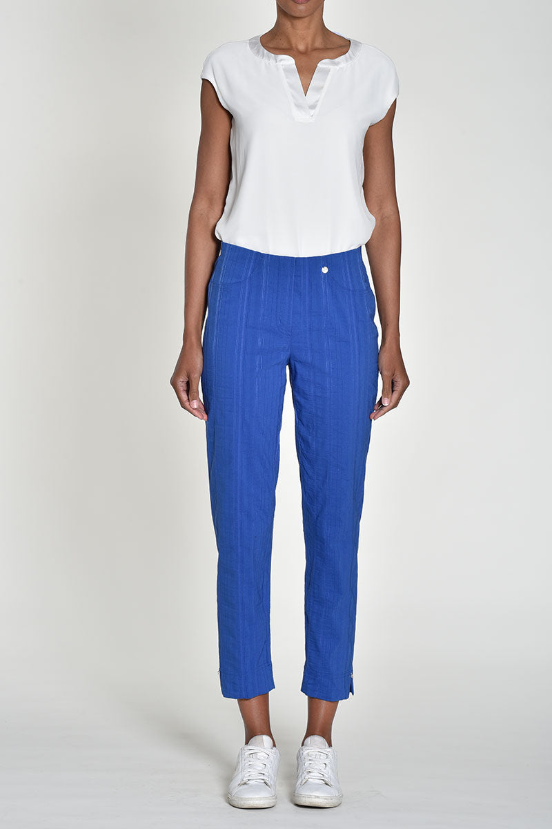 Robell Bella 09 68cm Seersucker Trousers Blue Blue