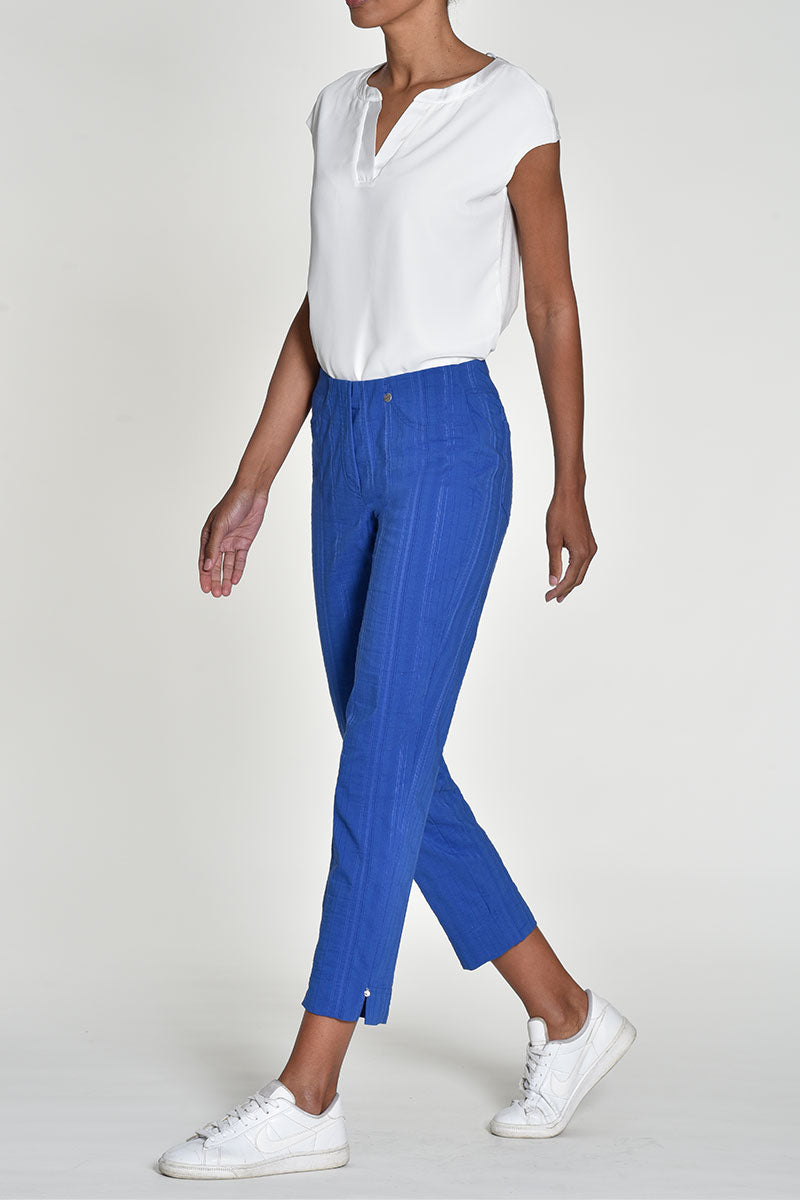 Robell Bella 09 68cm Seersucker Trousers Blue Blue