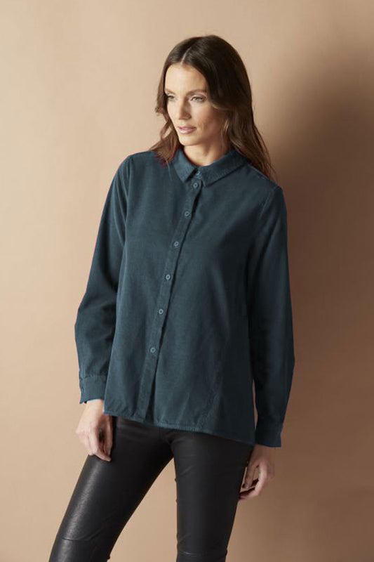 Yellow Label A-line Corduroy Blouse Denim Blue