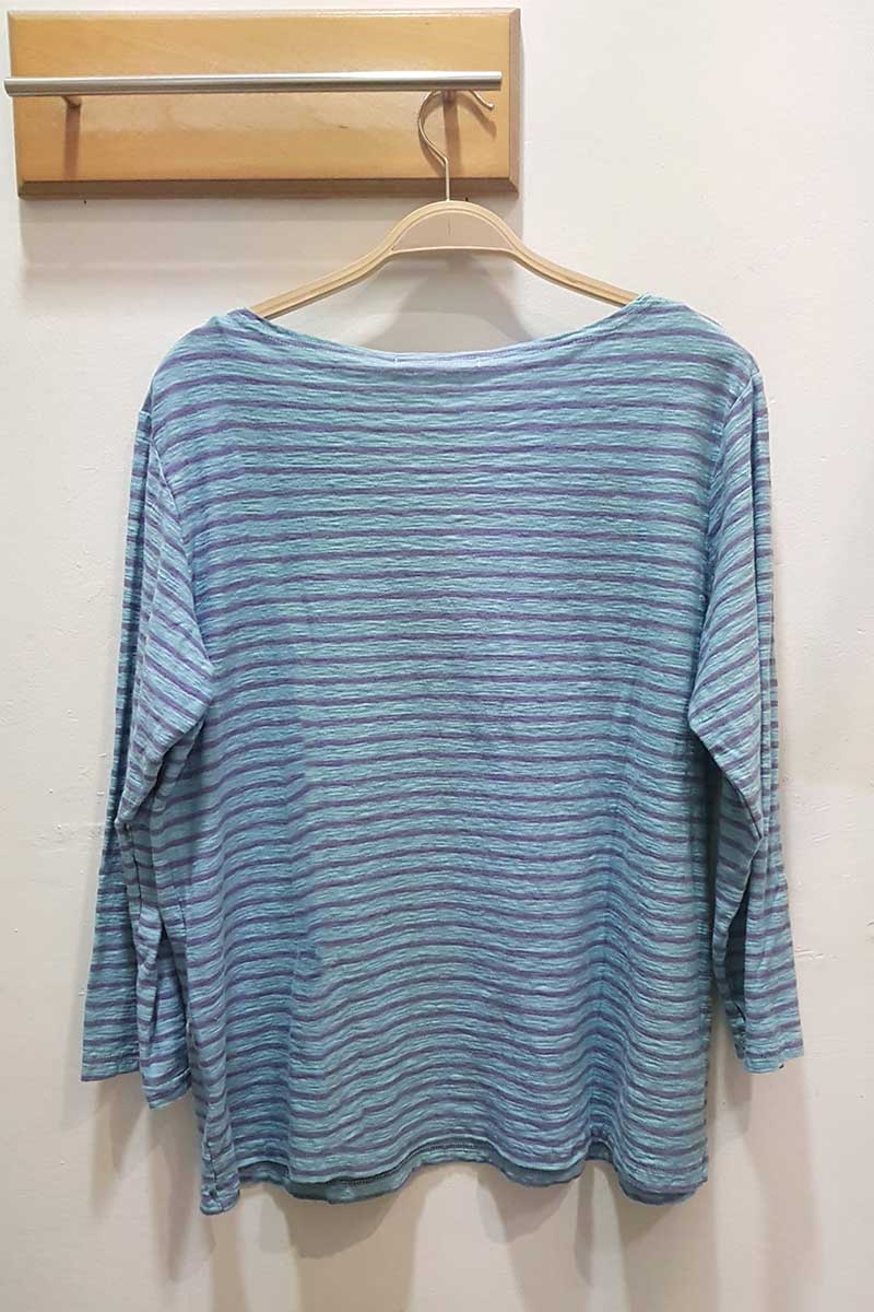 Cut Loose 3/4 Boatneck Top Stripe Spa