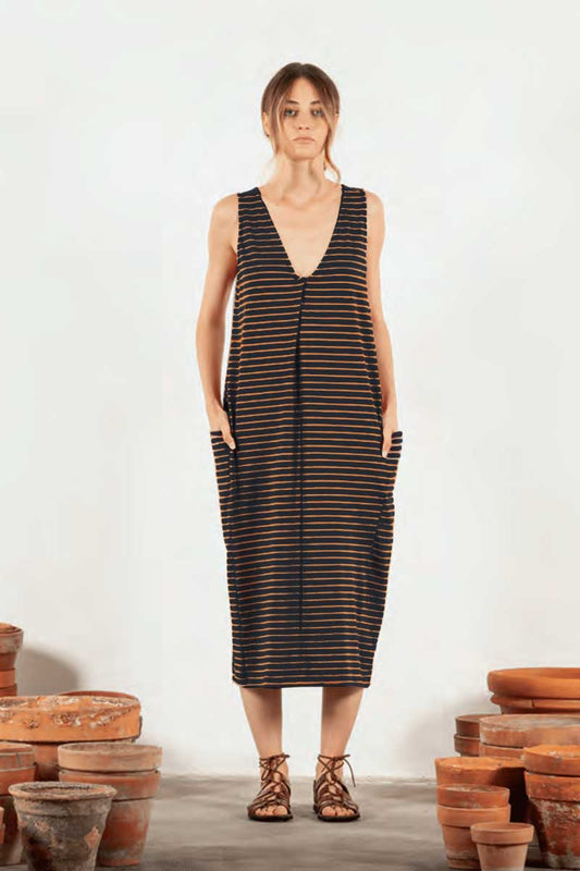 Mama B Mais Dress Blue Liquorice