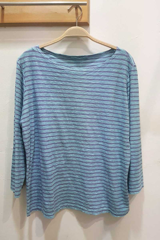 Cut Loose 3/4 Boatneck Top Stripe Spa