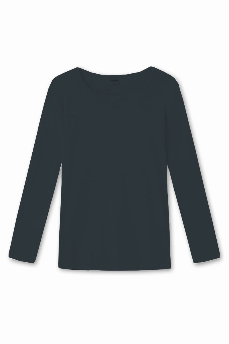 By Basics Round Neck Cotton Top Charcoal