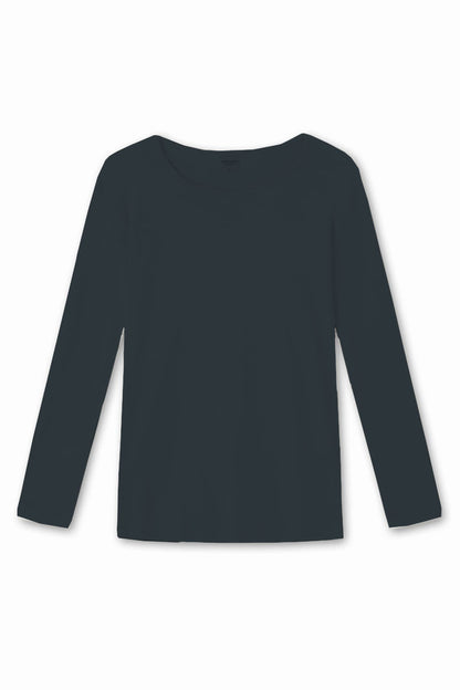 By Basics Round Neck Cotton Top Charcoal
