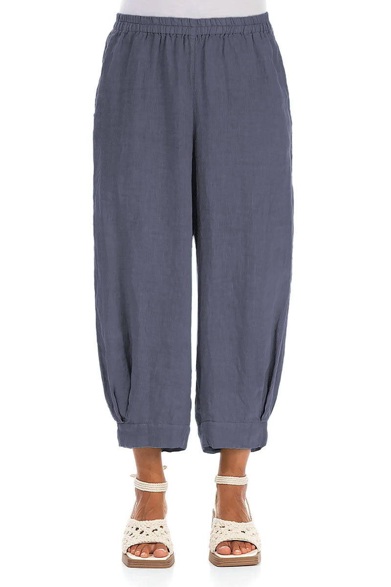 Grizas Linen Cropped 3766 Bubble Trousers Blue Blue