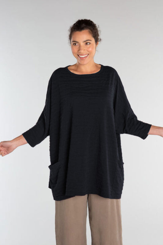Cut Loose Textured Tunic Pullover Blue Moon
