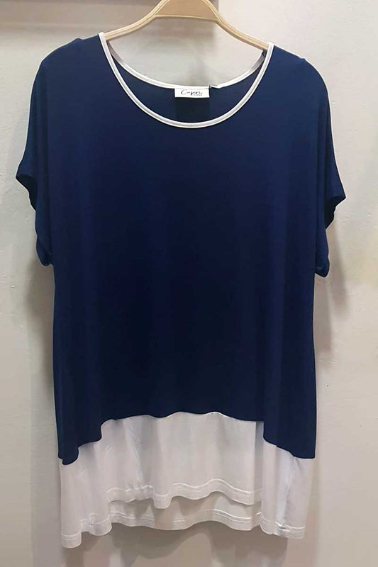Capri Clothing Indigo and White Contrast Top