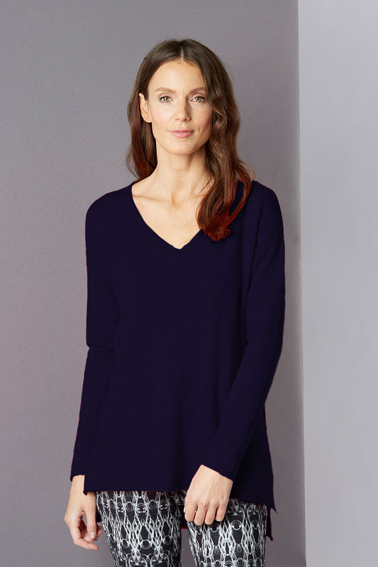 Yellow Label Soft Basic V-neck Pullover Night Blue