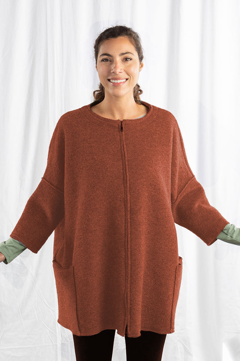 Cut Loose Boiled Wool Zip Jacket Cognac