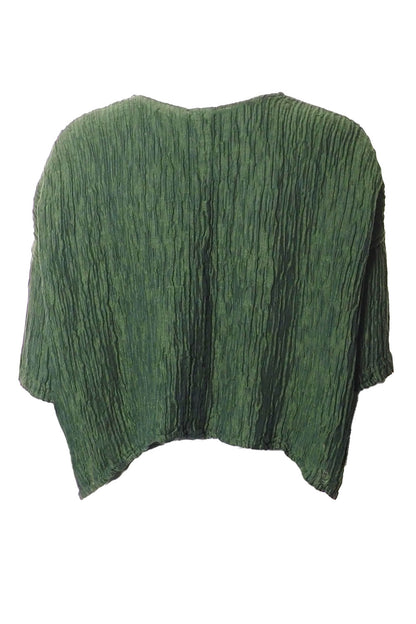 Grizas Boxy Crinkle Silk Jacket Green Green