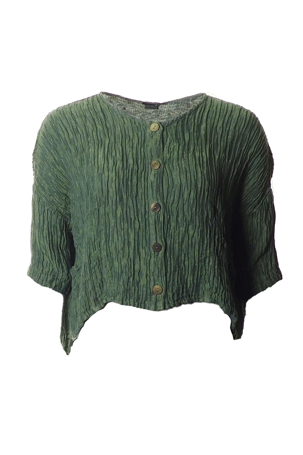 Grizas Boxy Crinkle Silk Jacket Green Green