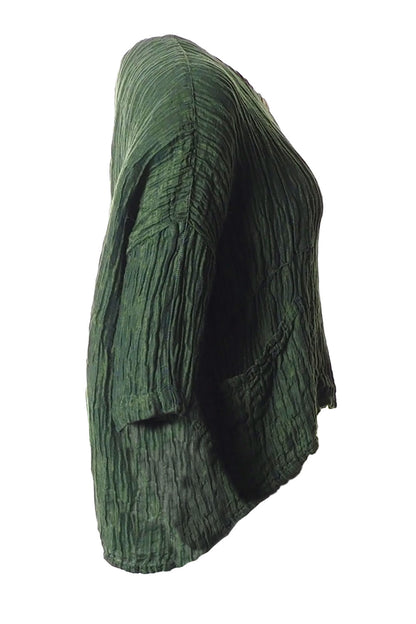 Grizas Boxy Crinkle Silk Jacket Green Green