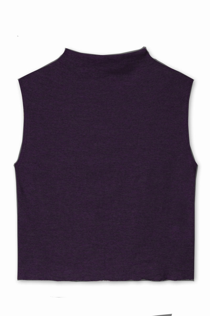 By Basics Draped Neck Box Vest Aubergine