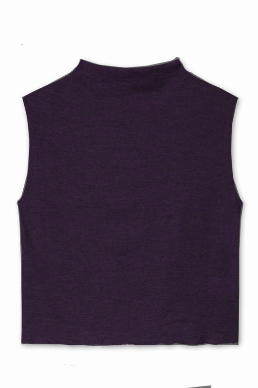 By Basics Draped Neck Box Vest Aubergine
