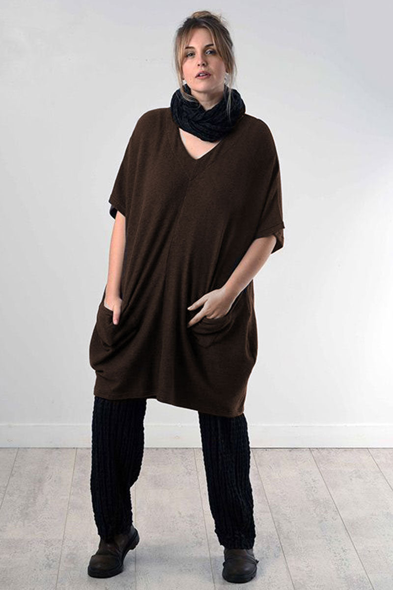Thing Clothing 6506 Soft Knit Pocket Jumper Chocolate