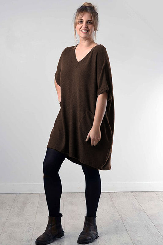 Thing Clothing 6506 Soft Knit Pocket Jumper Chocolate