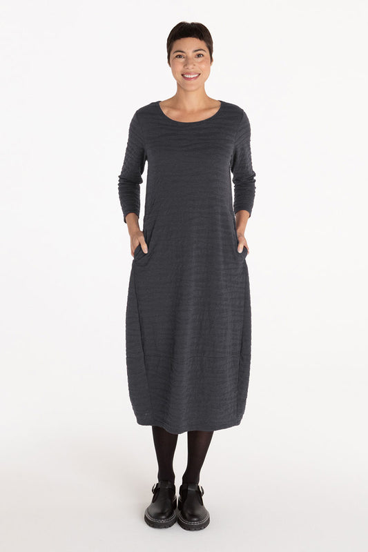 Cut Loose 3/4 Sleeve Textured Dress Anthracite Grey