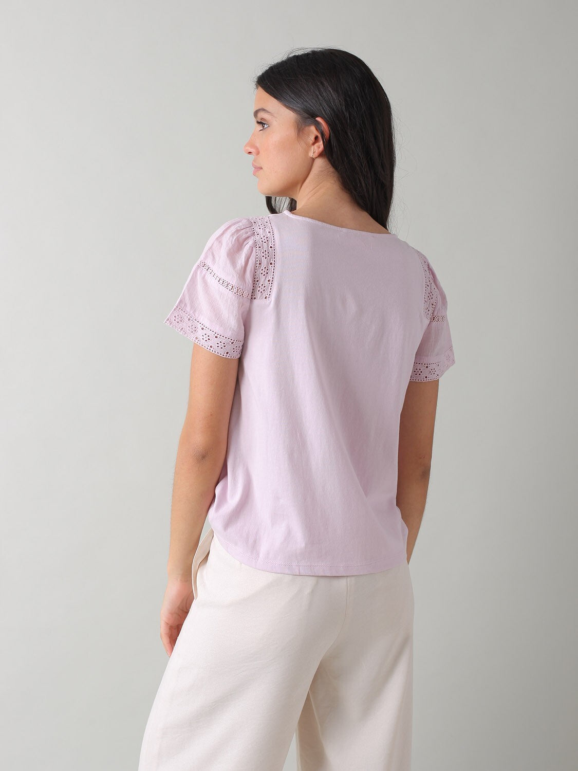 Indi & Cold Cotton Lace T-Shirt Lila