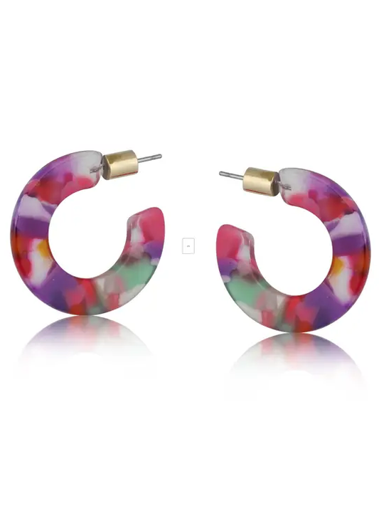 Big Metal London Erica Resin Hoop Earrings Pink