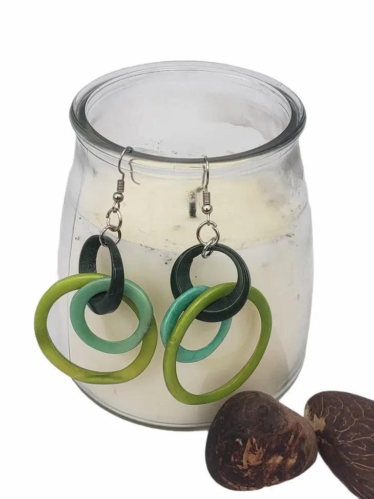 Jewellery By Allie Linked Hoops Modernism Earrings Green