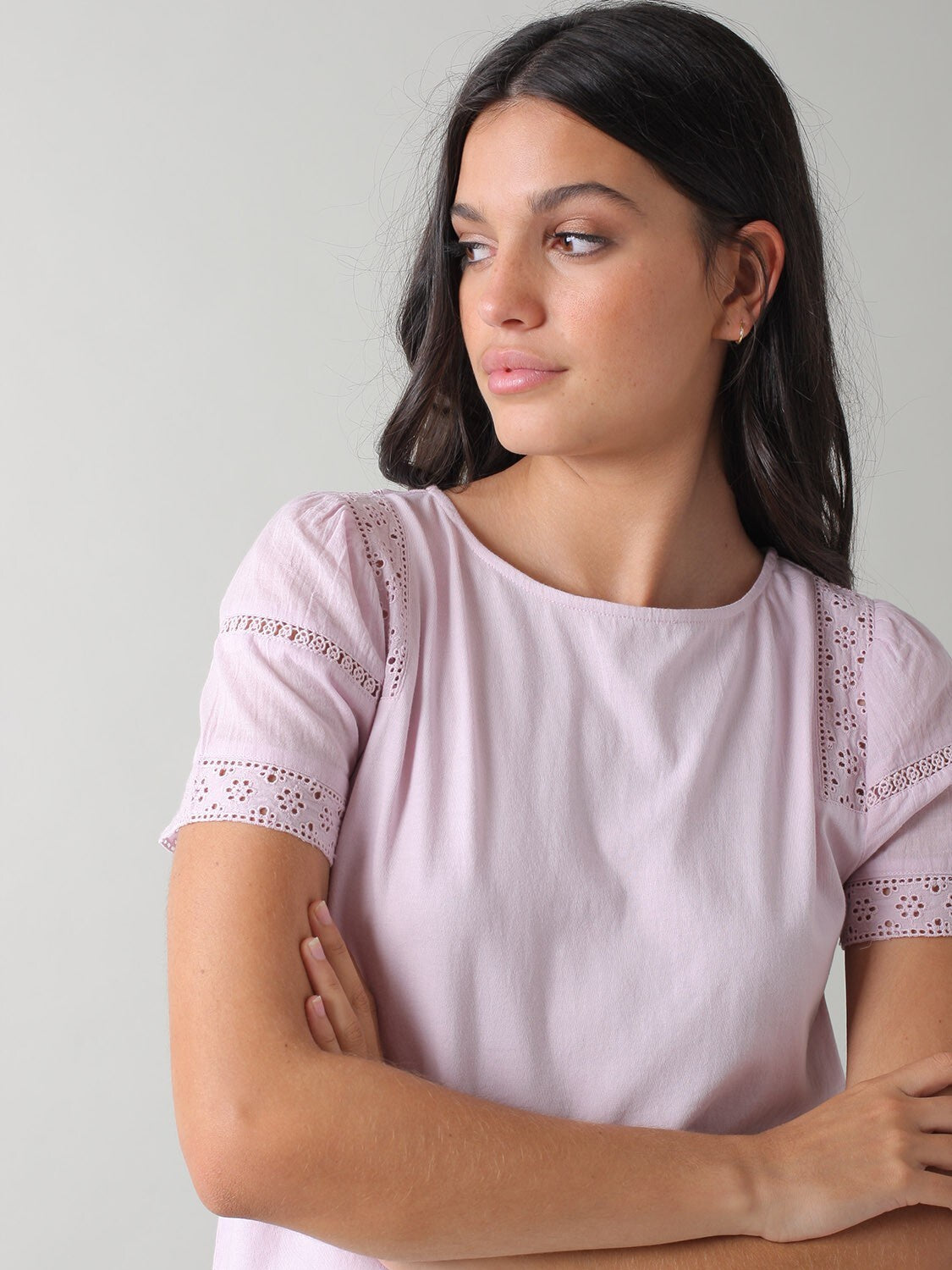 Indi & Cold Cotton Lace T-Shirt Lila
