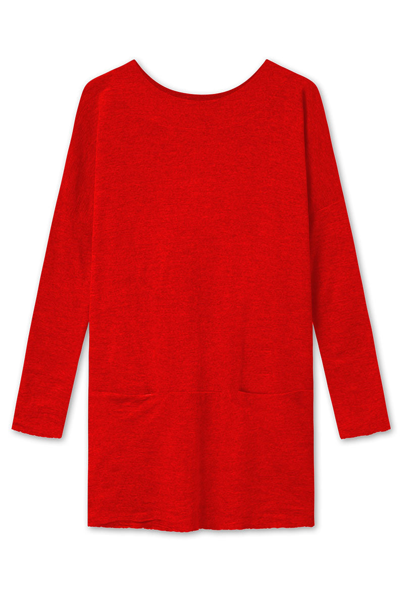 By Basics Loose Tunic With Pockets Chili Red