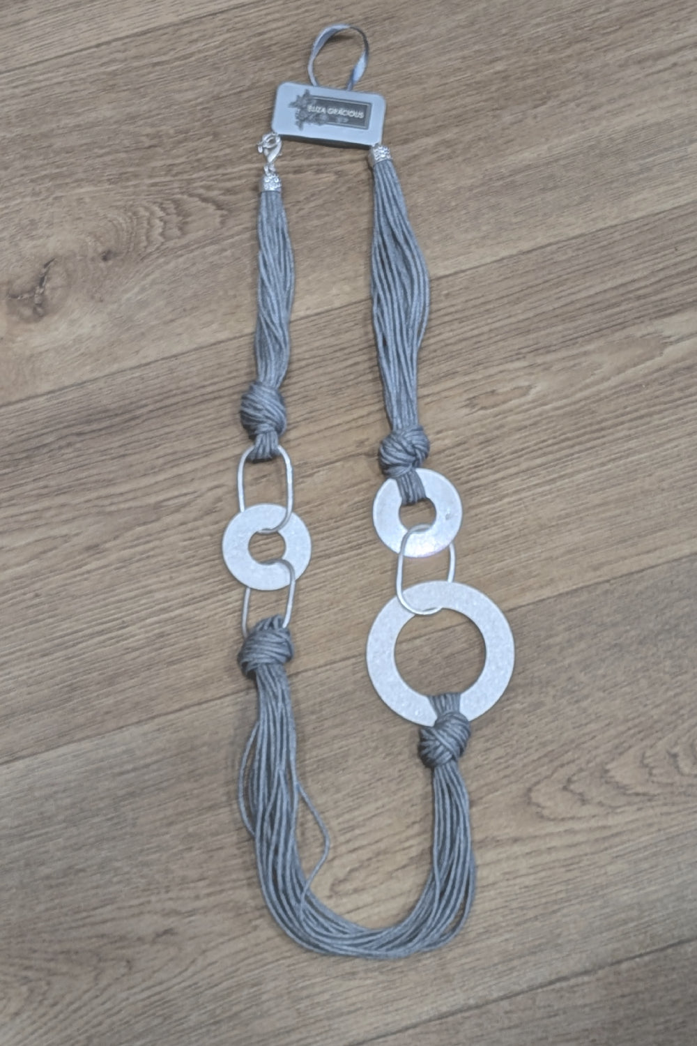Large Corded Burnished Disc Necklace