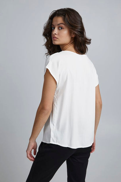 Ichi Maja Short Sleeve Top Cloud Dancer Off-White