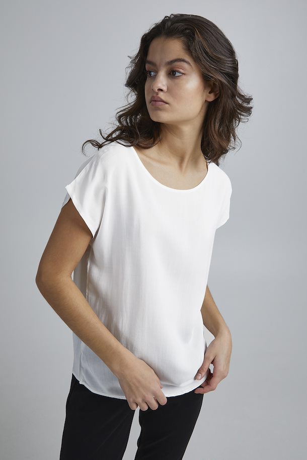Ichi Maja Short Sleeve Top Cloud Dancer Off-White
