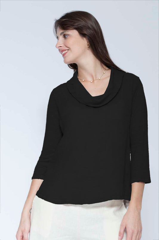 Cowl Neck Linen Gauze Top