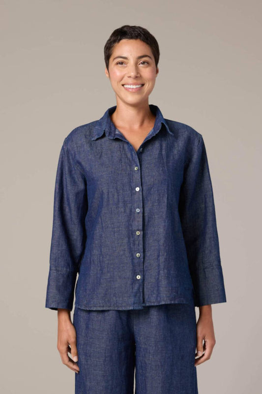 Flax Denim Crop Easy Shirt